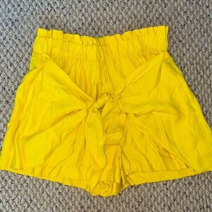Yellow High Waisted Flowy Shorts